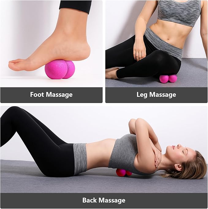 GOGO Peanut Massage Ball for Myofascial Release, Royal Blue Double Lacrosse Fascia Balls for Back Feet Trigger Point Therapy, Deep Tissue
