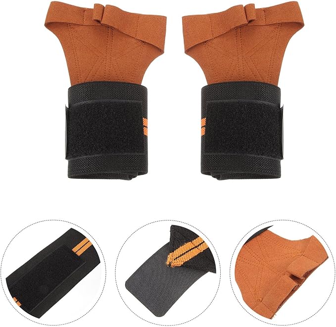 Mikinona Weightlifting Gloves for Men and Women, Brown M, Microfiber Palm, Anti-Slip Workout Gym Gloves with Wrist Support for Fitness Training and Weightlifting