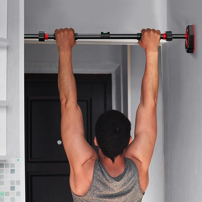 Pull Up Bar for Doorway, 25.5“-39.4” Adjustable Doorframe Pullup Bars, Portable Strength Training Pull-up Bars without Screws, Max 440lbs, Locking Mechanism Door Frame Pullups for Adults, Kids