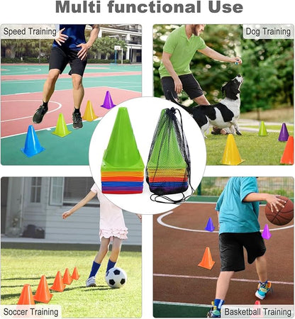 Soccer Cones for Sports Training: Soccer Cones Training Agility Field Marker for Skating Basketball Football Practice Indoor Outdoor 7 Inch 24 Pack Activity Obstacle Course 6 Colors