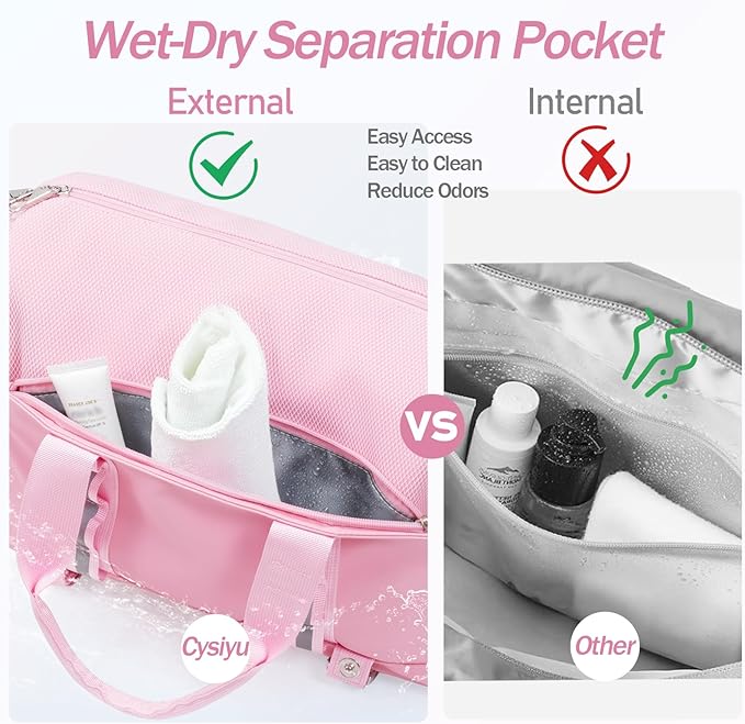 Small Gym Bag with Yoga Mat Holder for Women and Mens Mini Gym Duffle Bag with Wet Compartment and Anti-Theft Zipper 14 inchs Lightweight Gym Tote Bag for Work Out Travel- Pink
