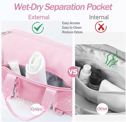 Small Gym Bag with Yoga Mat Holder for Women and Mens Mini Gym Duffle Bag with Wet Compartment and Anti-Theft Zipper 14 inchs Lightweight Gym Tote Bag for Work Out Travel- Pink