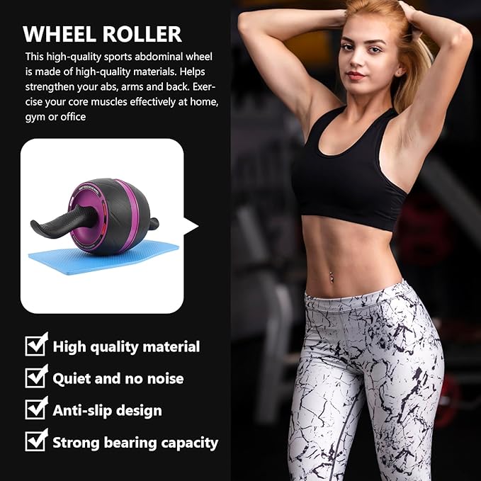 BESPORTBLE Non-slip Ab Roller Wheel with Automatic Rebound Silent Movement Fitness Equipment for Core Strength Home Workout Suitable for Beginners and Advanced Users
