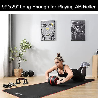 Exercise Mat for AB Roller AB Mat Thin, Long Foldable Gym Mats for Home Gym, Indoor and Out door exercises, Black Picnic Mat for One Person,99'x29'