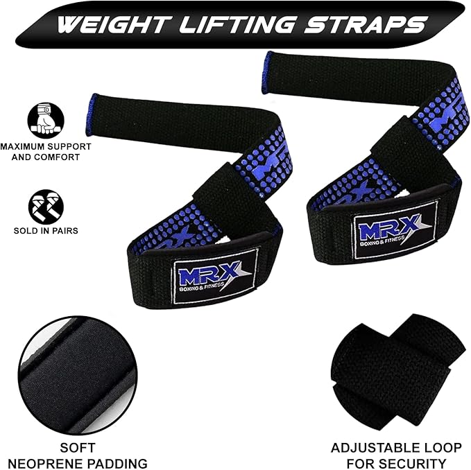 MRX Weight Lifting Bar Strap for Gym Workout Training Bodybuilding Deadlift Padded Straps Men/Women