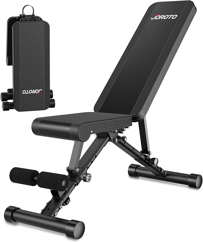 JOROTO Adjustable Weight Bench, 1300LBS Workout Bench for Home Gym Strength Training, Incline Decline Flat Bench Press with Wheels and Extended Backrest, Foldable Exercise Bench for Full Body Workout