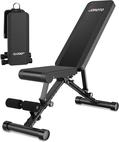JOROTO Adjustable Weight Bench, 1300LBS Workout Bench for Home Gym Strength Training, Incline Decline Flat Bench Press with Wheels and Extended Backrest, Foldable Exercise Bench for Full Body Workout