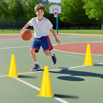 12 Inch Durable Cones,12pcs Versatile Plastic Traffic Cones and Soccer Cones for Sports Training,Agility Drills,Parking Safety,Basketball Training,Football Training.