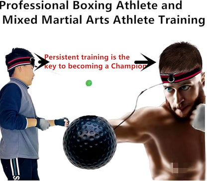 Reflex Balls Boxing Headband Set for MMA Boxing Kickboxing Training Reaction Ball Kit Includes 4 Different Levels Balls+4 Elastic Headbands+4 Spare Lines+4 Gloves for All People