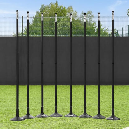 FORZA Slalom Agility Poles | Improve Endurance, Speed & Footwork | Color, Size & Rubber Base Options Available [8 Pack]