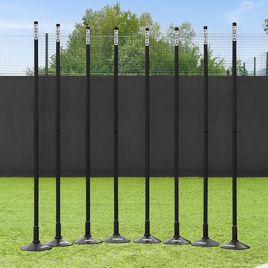 FORZA Slalom Agility Poles | Improve Endurance, Speed & Footwork | Color, Size & Rubber Base Options Available [8 Pack]