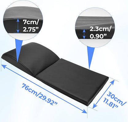 Ab Exercise Mat Fitness Abdominal Mat Sit Up Exercise Equipment for Core Training Thick Foam Pad Home Gym Workout Lumbar Support Lower Cushion Back Pain Relief Compact Floor Routine Foldable Trainer