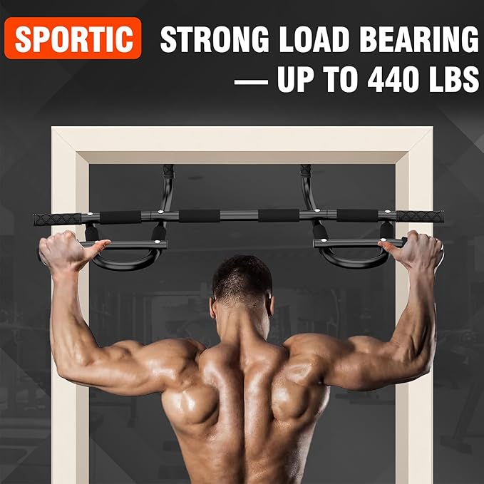 Pull Up Bar for Doorway, Upgrade Chin up Bar for Doorway Without Screws, Portable Strength Training Door Frame Pull-up Bars, Door Workout Bar with Foam Grips for Home
