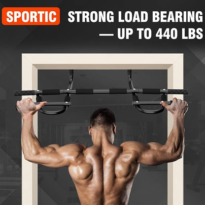 Pull Up Bar for Doorway, Upgrade Chin up Bar for Doorway Without Screws, Portable Strength Training Door Frame Pull-up Bars, Door Workout Bar with Foam Grips for Home