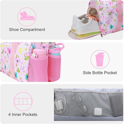 Gym Travel Duffle Bag for Girls - Gymnastics Sports Dance Bag with Shoe Compartment & Wet Pocket Starry Sky Kids Travel Bag Teens Weekender Sleepover Carry On Bag
