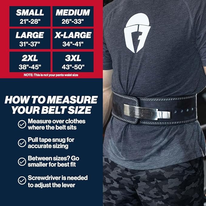 Titan Fitness Powerlifting Lever Belt - 2X-Large 38" - 45", 4" Wide x 10mm Thick Black Leather, Adjustable Steel Lever Buckle for Squats, Deadlifts, Weightlifting & Bodybuilding