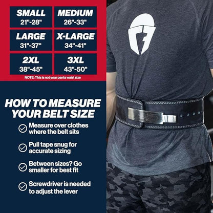 Titan Fitness Powerlifting Lever Belt - 2X-Large 38" - 45", 4" Wide x 10mm Thick Black Leather, Adjustable Steel Lever Buckle for Squats, Deadlifts, Weightlifting & Bodybuilding