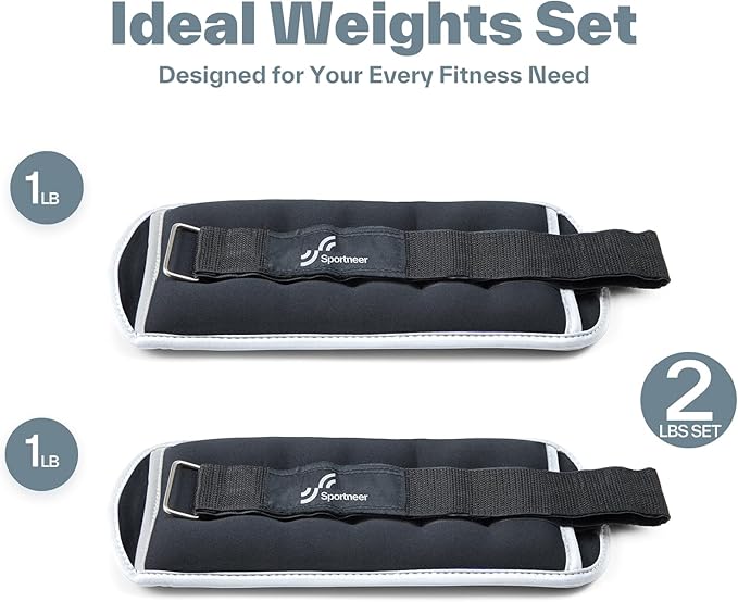 Sportneer Ankle Weights Wrist Weights Pair of 1/2/4/6/10 LBS for Men Women Kids Strength Training Wrist and Ankle Weights Set with Reflective Strips for Dancing Running Walking Fitness Workout Gym