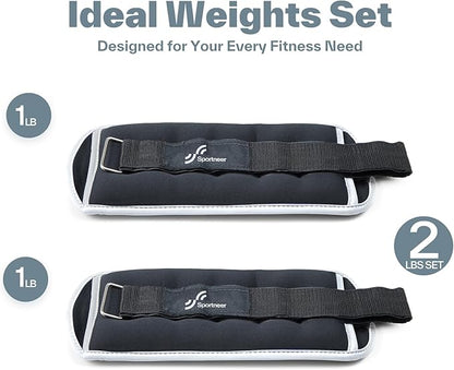 Sportneer Ankle Weights Wrist Weights Pair of 1/2/4/6/10 LBS for Men Women Kids Strength Training Wrist and Ankle Weights Set with Reflective Strips for Dancing Running Walking Fitness Workout Gym