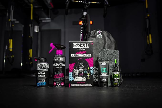 Muc Off Indoor Training Kit - Must-Have Essentials for Indoor Cycling and Fitness Training - Includes Equipment Cleaner and Chamois Cream,One Size
