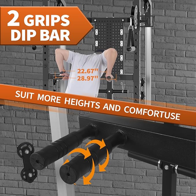 Power Cage, 2000LB Power Rack with Independent Dual Pulley System, Multi-Function Home Gym Workout Machine for Stability & Strength Training