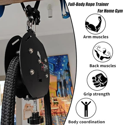 Endless Rope Trainer & Cable Pulley System for Home Gym - Adjustable Resistance Suspension Trainer with Premium Nylon Rope for Full-Body, Arm, Back, and Grip Exercise