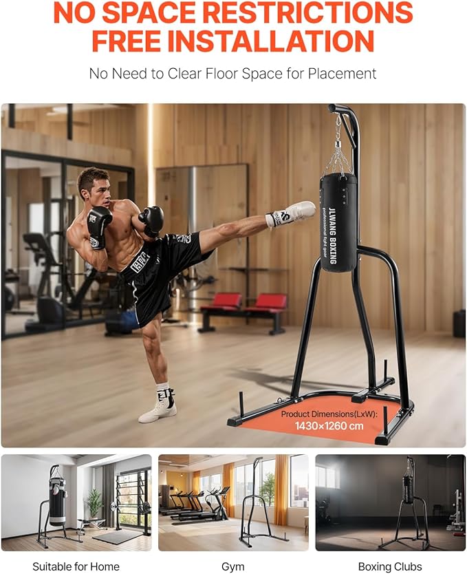VEVOR 2 in 1 Punching Bag Stand, Steel Heavy Duty Workout Equipment,Freestanding Sandbag Rack,for Home Gym Fitness
