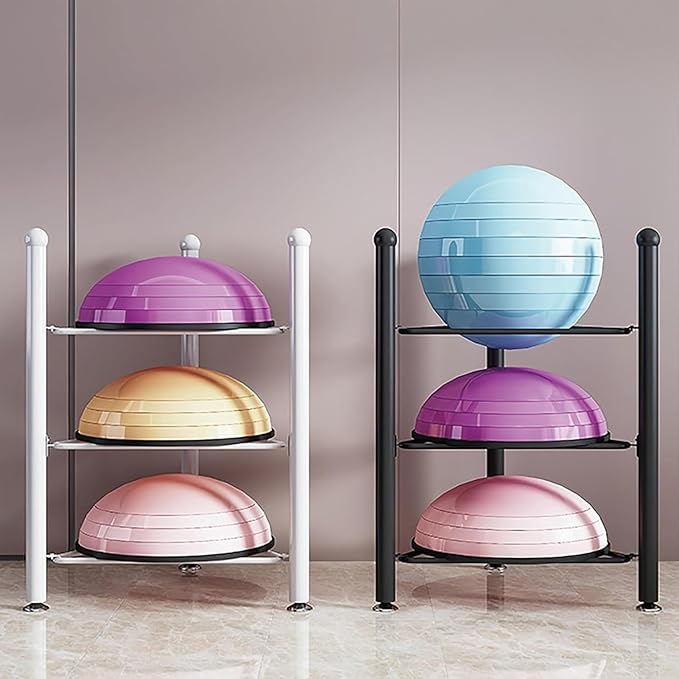 Balance Ball Half Rack 3/5/6/7 Tiers, Iron Half Exercise Balls Holder for Yoga Ball, Home Gym Studios Standing Balls Balance Trainer Shelf