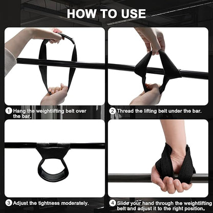 Weight Lifting Straps Anti-Slip Padded Wrist Wraps - Heavy Duty Gym Wrist Support for Deadlift Powerlifting Strength Training - Universal Fit for Men Women