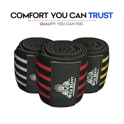 Elbow Wraps for Weightlifting (Pair), Stretchable & Breathable 41" Elbow Compression Strap, Weightlifting Straps for Bench Press, Supports Powerlifting, Pressing, Elbow Straps for Gym Accessories for Men (Black)