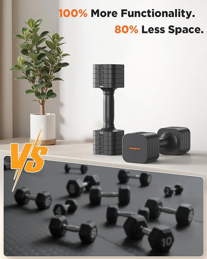 FEIERDUN 5-in-1 Adjustable Dumbbell Set of 2, 12LBS/20LBS Hand Weights for Women, Men, 1s-Adjust Dual-Stable Dumbbell Set for Women Home Gym & Outdoor