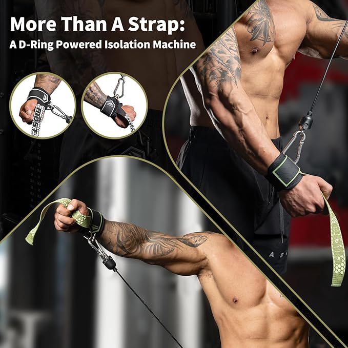 Drip Glue Non-Slip Wrist Straps for Weightlifting, 2-in-1 Lifting Straps with D Rings for Cable Machine Workout, 10mm Neoprene Padded Wrist Wraps for Weight Lifting Deadlift