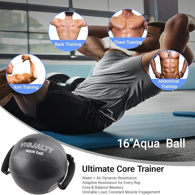 Heavy Aqua Bags-Water weight Bag 38-66Ibs - Ultimate Core Water Weights Aqua Ball-Adjustable Workout Sandbag Alternative for Full Body Exercise, Portable Stability Fitness & Balance Trainer Equipment