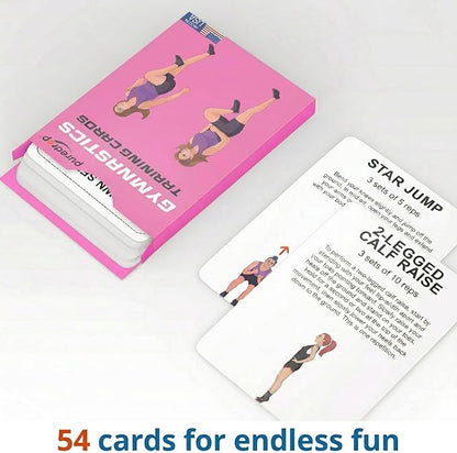Gymnastics Training Equipment Aid Cards: Great Training Drills for Solo Practice. Exercises and Workouts for at Home. Fun Activity for Kids, Youth Junior and Beginners Gymnasts Dance