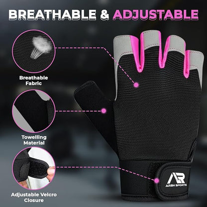 Breathable Gym Gloves for Men & Women–Lightweight,Non-Slip Workout Gloves with Full Palm Protection, Wrist Support,Ventilated Mesh for Weightlifting,Crossfit,Fitness Training & Cycling