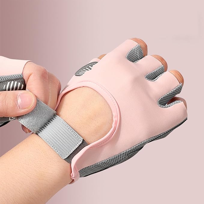 Fingerless Cycling Gloves Women Anti-Slip Shockproof Mesh Lightweight Workout Gloves Gym Exercise Fitness Rowing