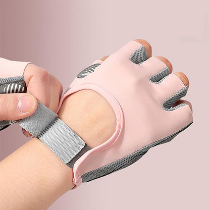 Fingerless Cycling Gloves Women Anti-Slip Shockproof Mesh Lightweight Workout Gloves Gym Exercise Fitness Rowing