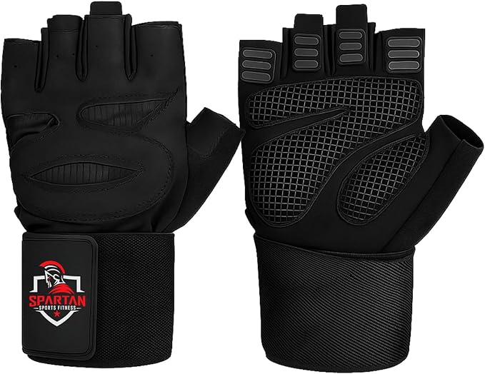 Spartan Weight Lifting Gym Workout Gloves with Wrist Support for Men & Women – Full Palm Protection, Breathable Non-Slip Grip for Training, Fitness, Crossfit, Pull Ups, Lifting, Gym, Exercise