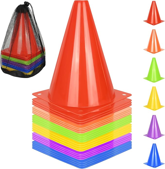 12/24/50pcs Soccer Cones, 7" Soccer Cones, Plastic Traffic Cones, Training Cones for Basketball Football Skating Drills Practice