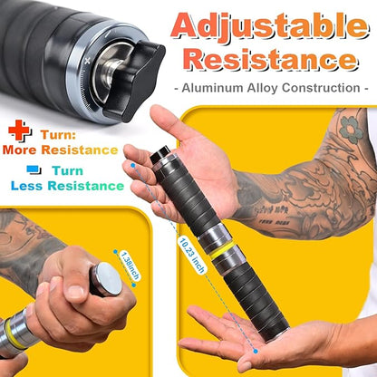 Grip Strength Trainer, Adjustable Resistance for Hand, Wrist & Forearm Strengthener with All-Metal Build, Portable Wrist Roller Exercise Equipment for Home Gym