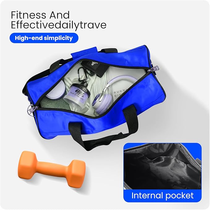 C&F BOGMOST Small Gym Bag for Women & Men,Small Lightweight Duffel Bag Carry On Bags Mini Duffel Travel Bag Waterproof Sports Bags for Workout/Sport/Travel, Blue,Large
