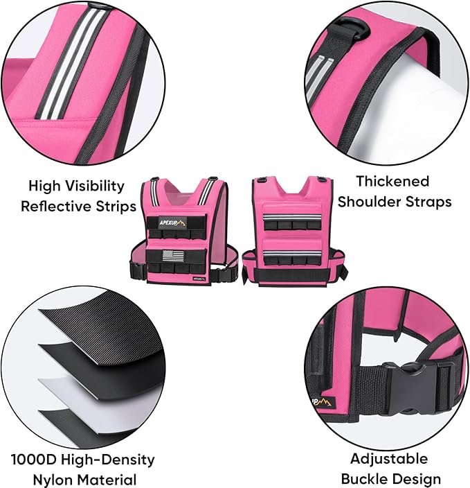 APEXUP Adjustable Weighted Vest Men 20lbs/30lbs/40lbs Weights with Reflective Stripe, Weight Vest Woman Workout Vest for Strength Training Running Walking