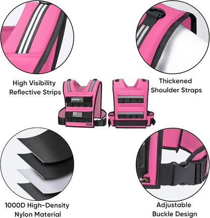 APEXUP Adjustable Weighted Vest Men 20lbs/30lbs/40lbs Weights with Reflective Stripe, Weight Vest Woman Workout Vest for Strength Training Running Walking