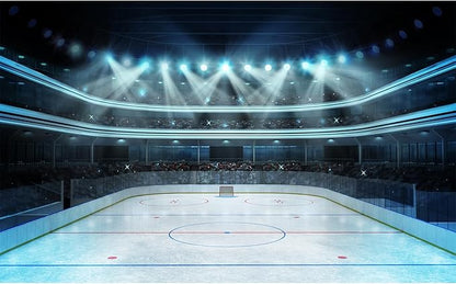 Ice Hockey Backdrop Stadium Arena ICES Rink Photography Background Sport Stage Lights Spotlight Ice Hockeys Match Games Backdrop Decors ICES Hockeys Stadium Arena Poster Background 20x10ft