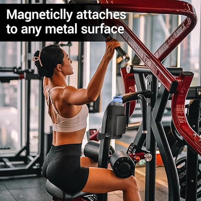 Magnetic Gym Bag with Phone Pocket Water Bottle Holder – 6 Built-in Magnets for Hands-Free Use – Ideal for Workouts, Outdoor, Travel – Securely Attaches to Equipmen
