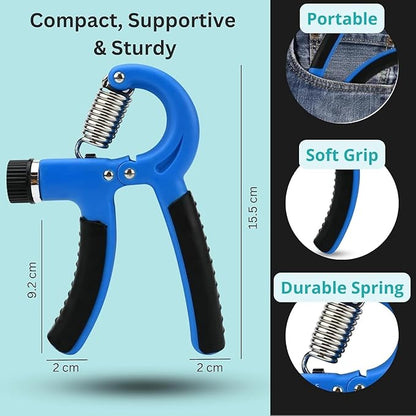 Hand Gripper META_HG60_Blue | Adjustable 5-60kg Grip Strength Trainer for Forearm, Wrist & Hand Exercise | Ideal for Gym, Fitness & Rehabilitation Forearm Strengthener