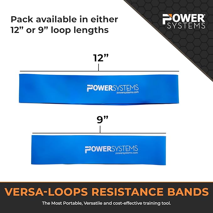 Power Systems Mini Versa Loop – 9" Commercial Grade Exercise Resistance Band for Working Out, Elastic Band for Physical Therapy, Strength, Fitness Training at Home or Gym