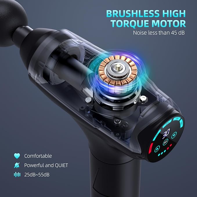 Massage Gun Deep Tissue, Massage Gun, Muscle Massager with 30 Speed Levels 10 Heads Black