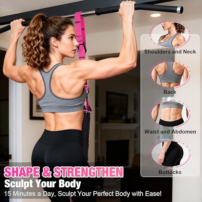 Pull Up Assistance Bands for Women, Heavy Duty Resistance Bands with Handles, Exercise Band with Door Anchor, Workout Band Set for Pull Up Bar, Full Body Sculpting,Muscle Training, Recovery, Home Gym
