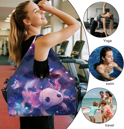 Gym Bag with Yoga Mat Holder Large Tote Bag With Multi Pockets for Women Men Dry Wet Separated Pocket Carryall Yoga Tote Bag for Pilates Travel Workout Office